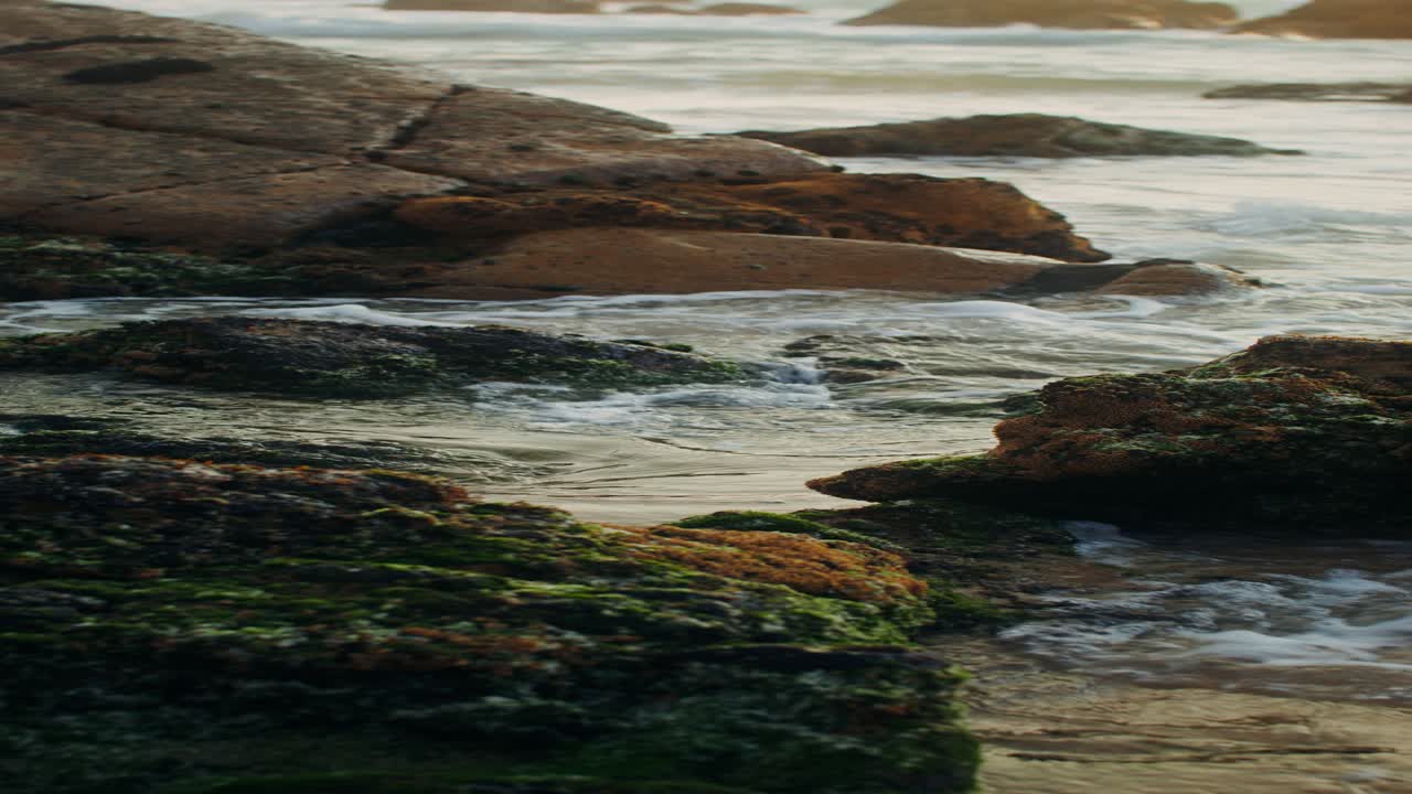 Coastal Rocks and Waves at Sunset/Sunrise