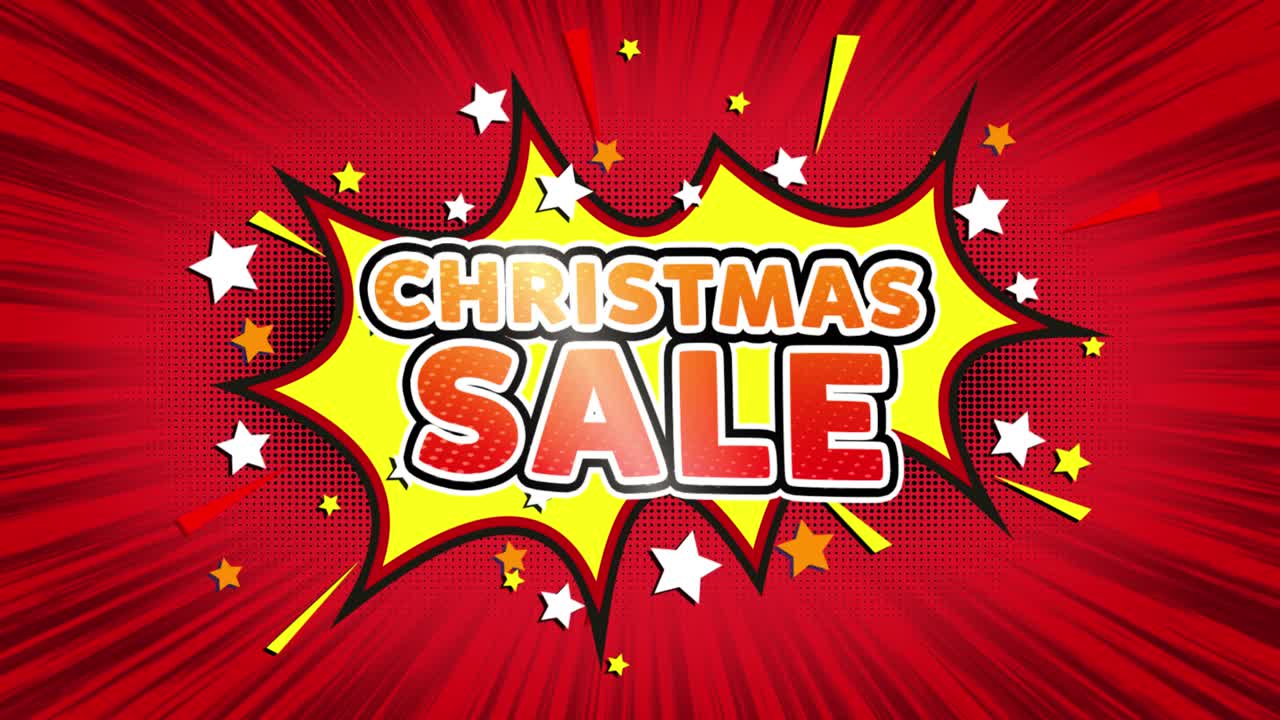 Christmas Sale Comic Book Style Graphic Design