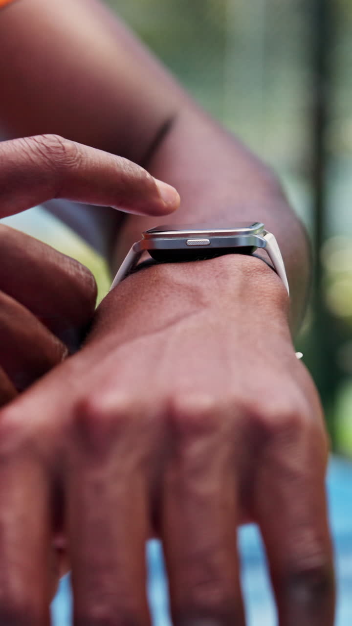 Close-up of Person Tapping and Swiping on Smartwatch Screen
