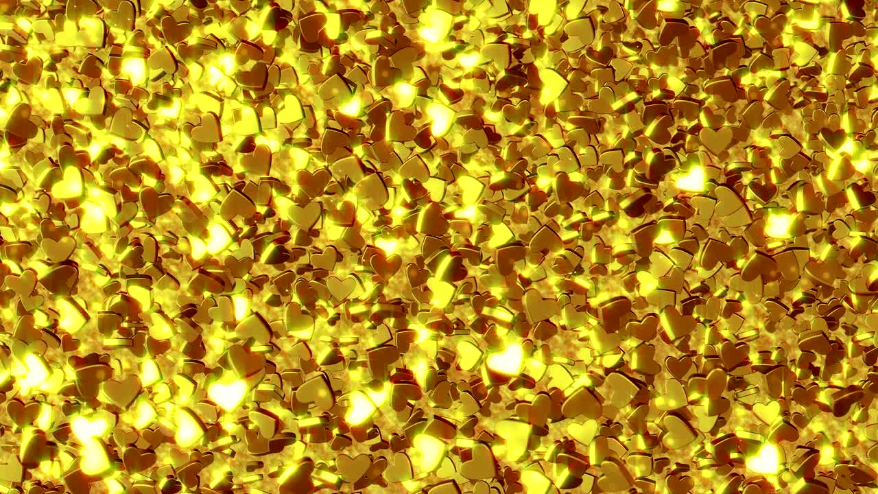 아름다운 골든 하트 배경 3d 렌더링