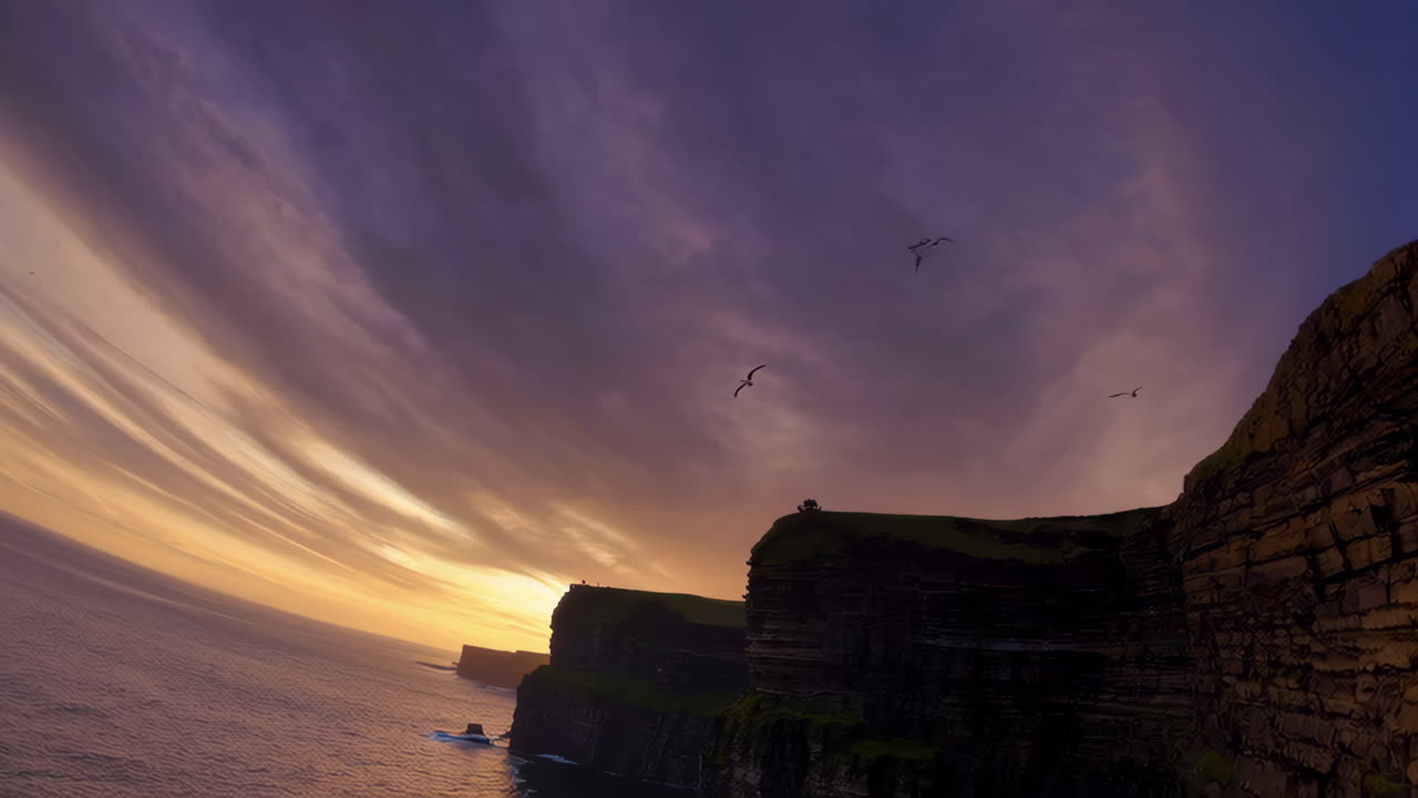 Dramatic Sunset Over the Cliffs of Moher, Ireland