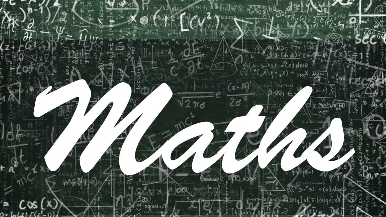 Animation of maths text moving over mathematical equations