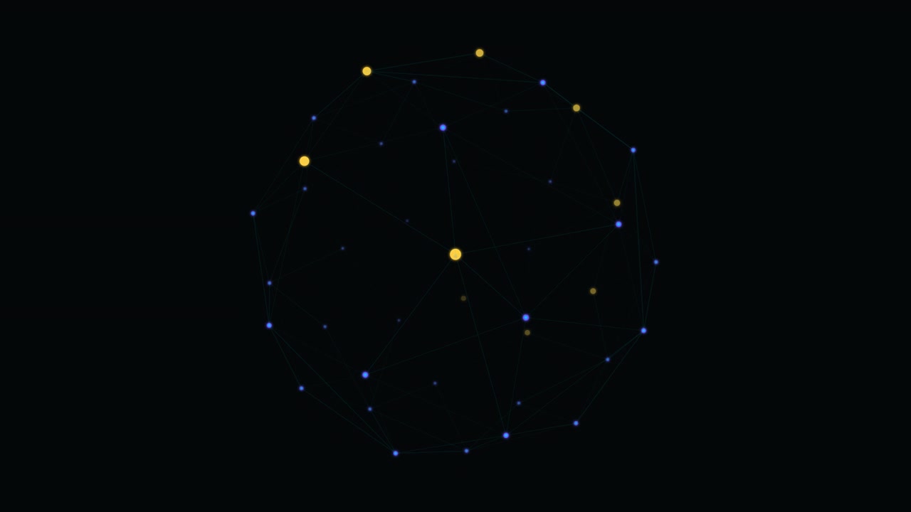 Abstract Digital Sphere with Rotating Connected Nodes