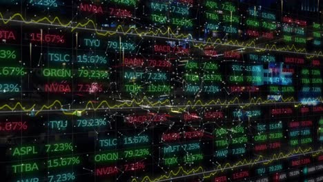 animation of financial data processing over road traffic