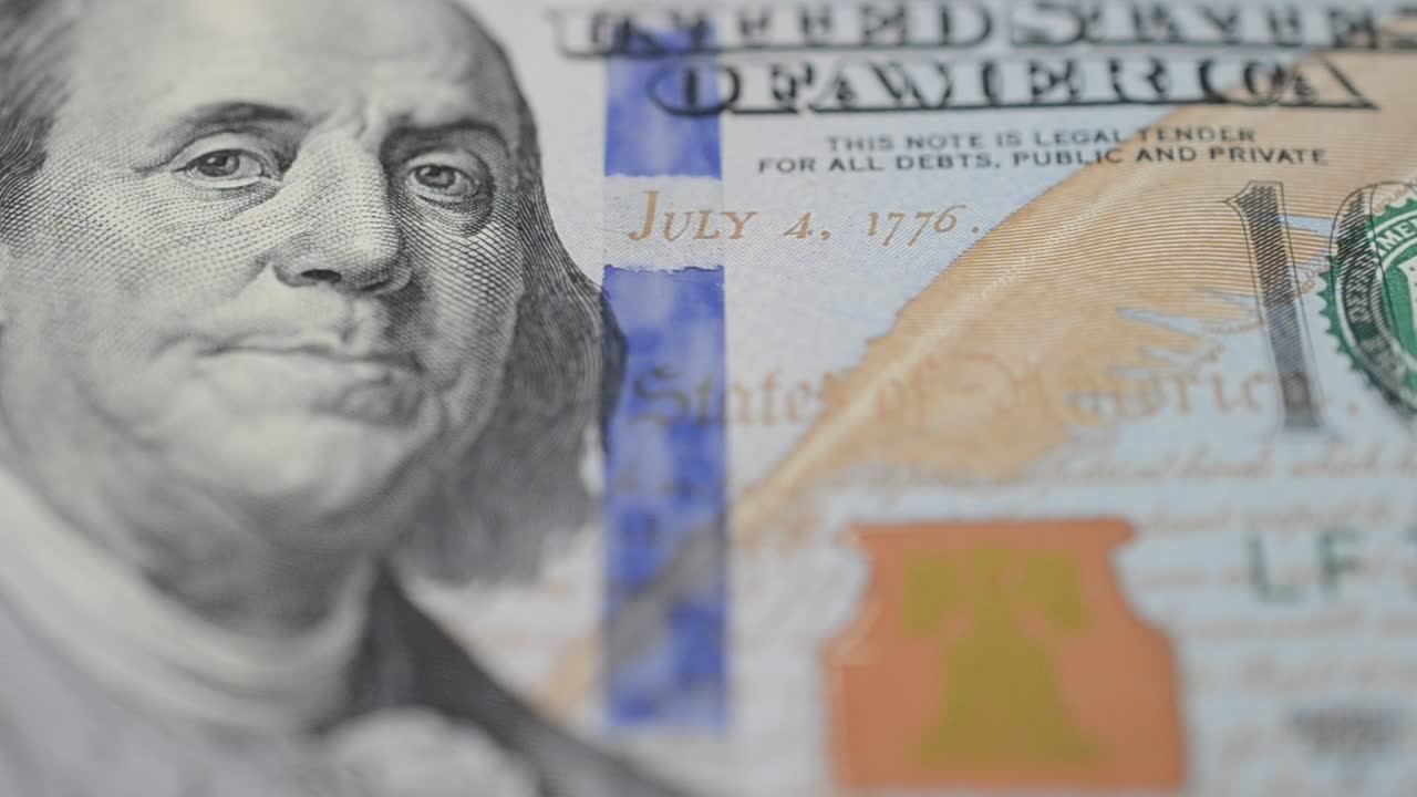 Banknote of the USA. Shooting of money