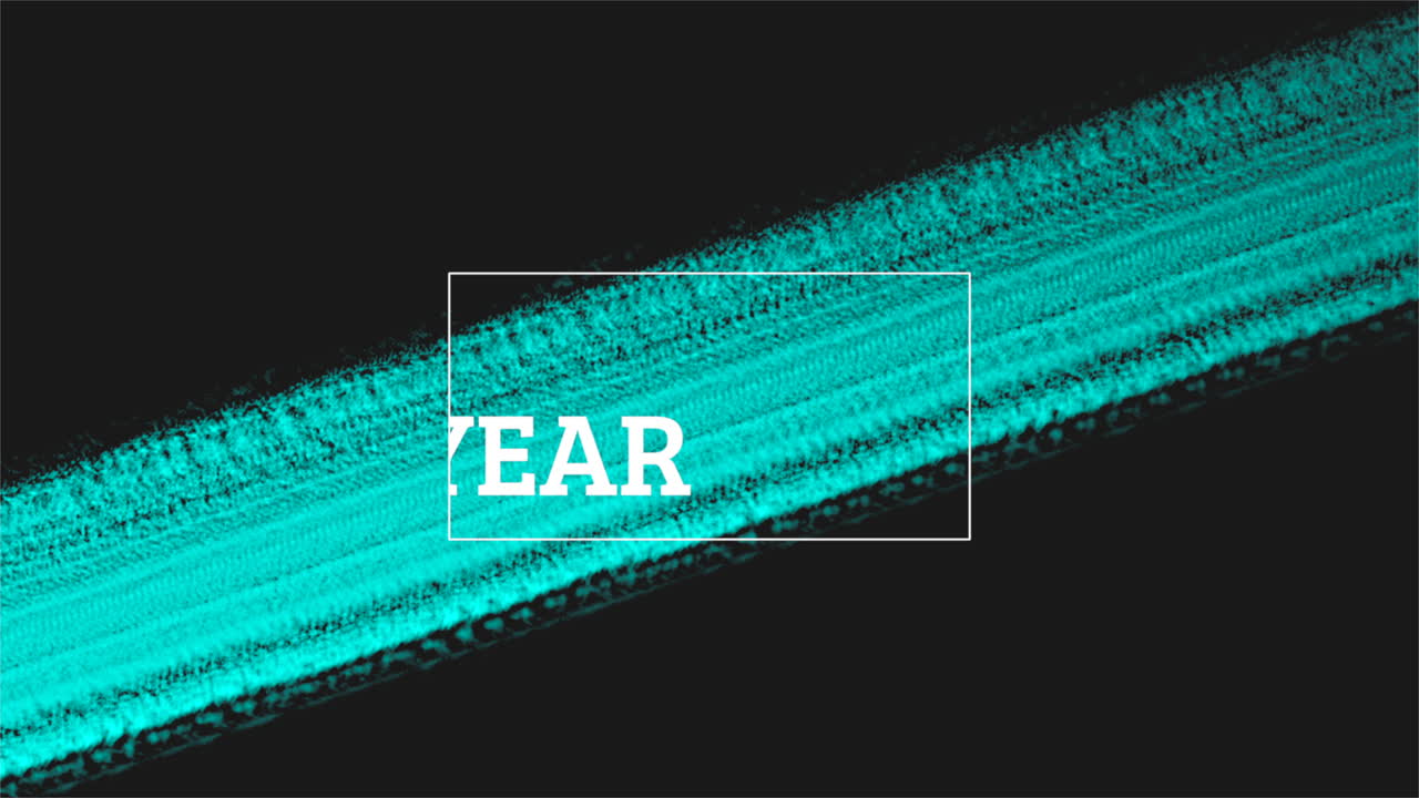 검은색 그라데이션에 파란색 스트로크 브러시로 새해 축하 문자