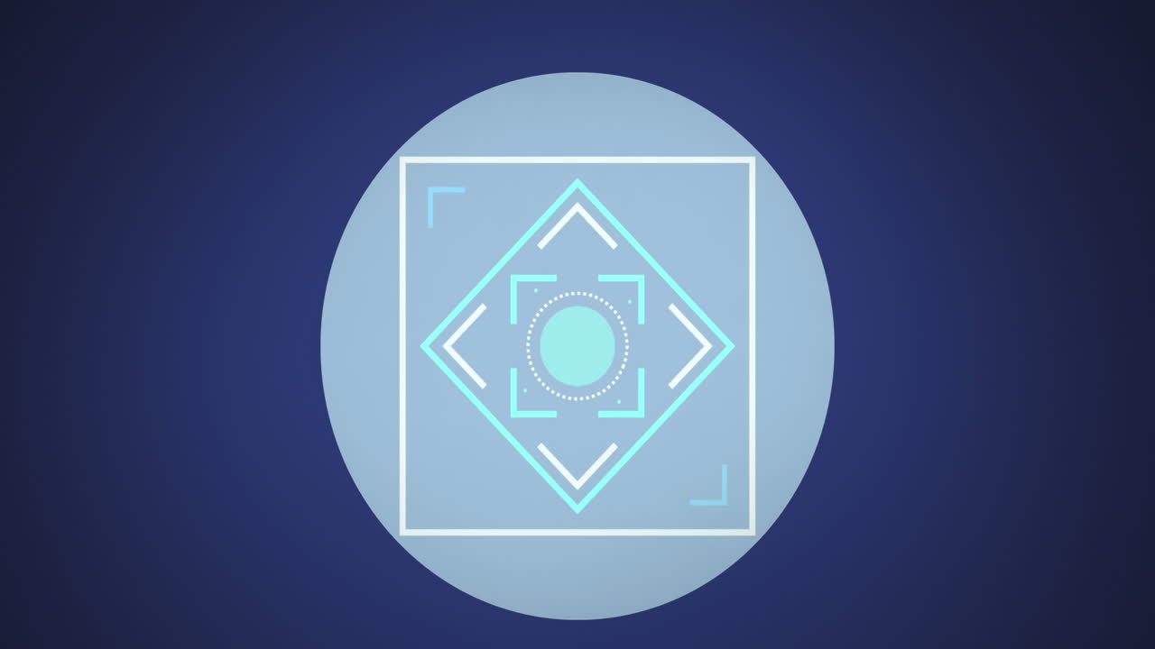 파란색 배경에 복사 공간에 대해 회색 둥근 배너를 스캔하는 네온 범위의 애니메이션