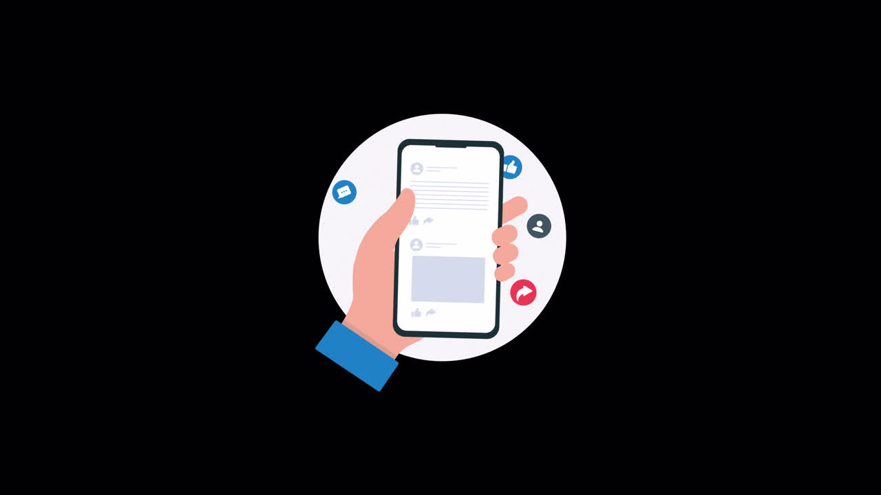 Animated Hand Scrolling Social Media Feed on a Smartphone