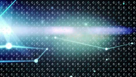 animación de la red de conexiones y procesamiento de datos sobre fondo azul