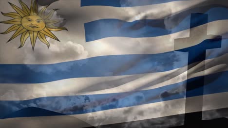 Animation-of-christian-cross-and-flag-of-uruguay