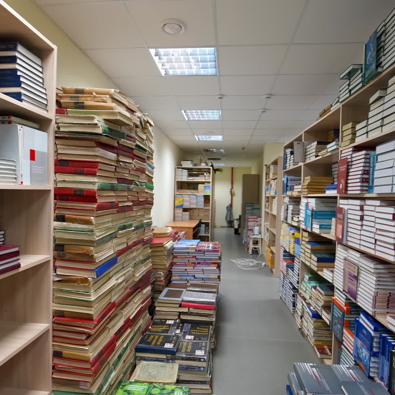 Library books stacks