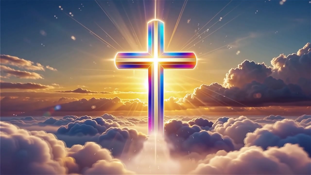 Christian Cross Heavenly Light Worship Background
