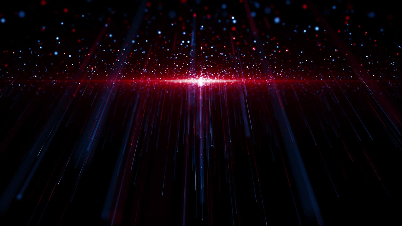 파란색과 빨간색의 입자 게임 트레일러 제목 영화 콘서트 무대 배경 루프