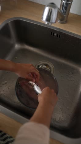 preparing fish in kitchen sink