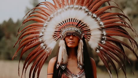 woman in native american headdress