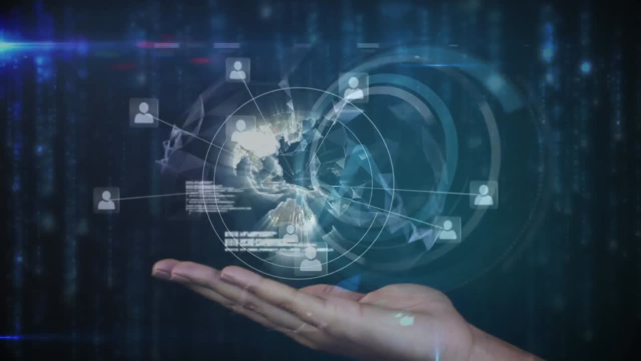 animación de reloj en movimiento y datos diversos en todo el mundo a mano