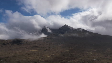 hyperlase of clouds moving over the cuillin mountain, isle of skye, scotland 4k