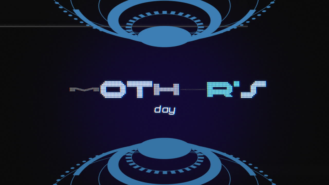 día de la madre en pantalla digital con elementos de círculos