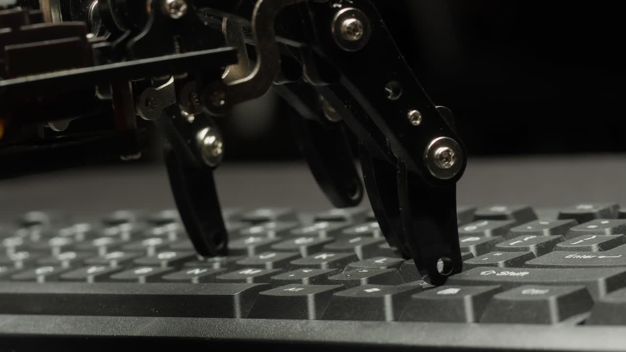 로 손으로 키보드에서 타이핑하는 것