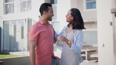 Happy-couple,-outdoor-and-new-home