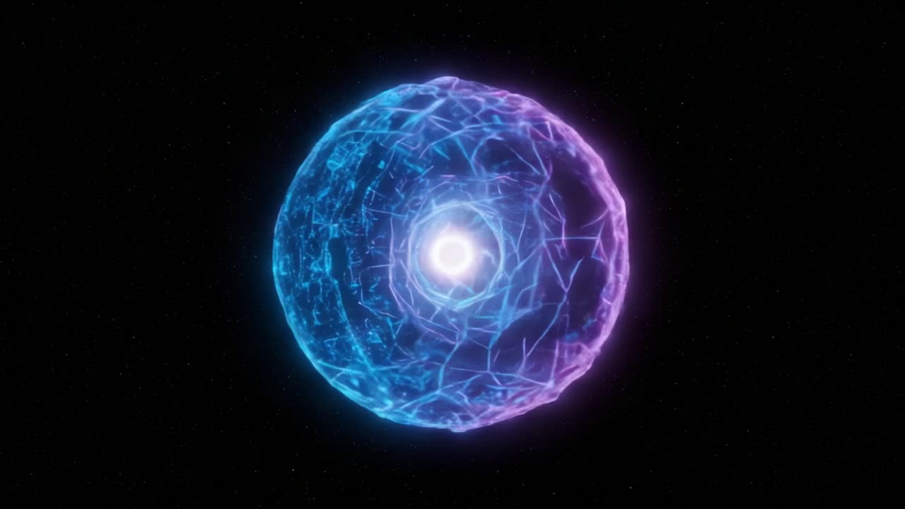 A Stunning Visual Representation of a Geometric Sphere with Vibrant Blue and Pink Color Schemes, Showcasing an Intricate Network of Lines and Patterns in a Dark Space Background