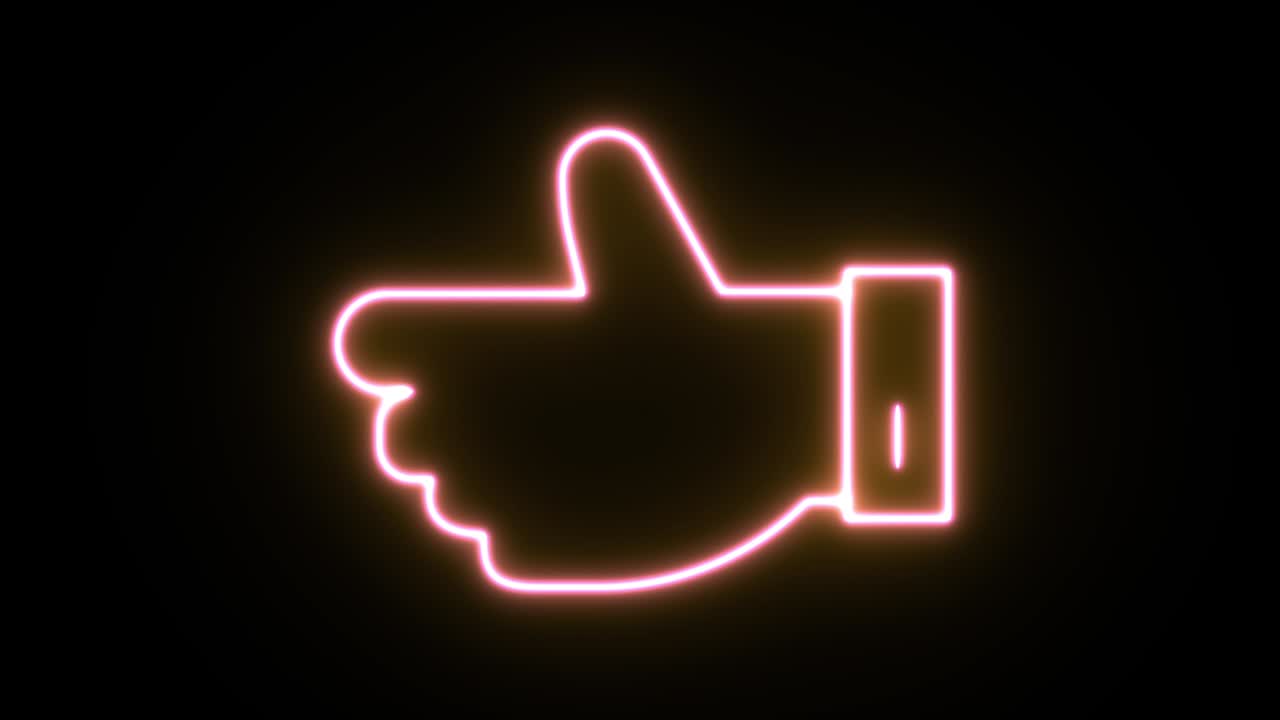 Neon light icon animation. 4K UHD black background.