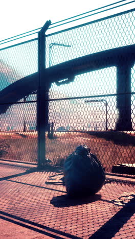 industrial landscape behind a fence