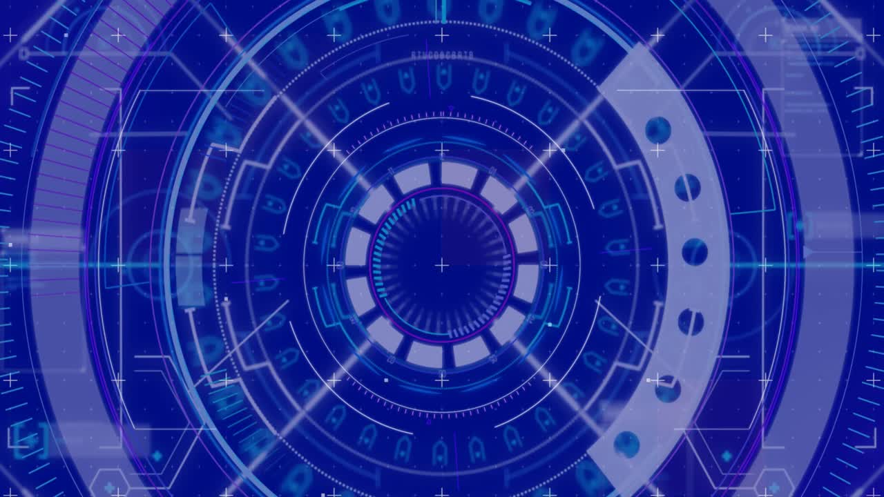 animación del escaneo del alcance y el procesamiento de datos sobre fondo azul