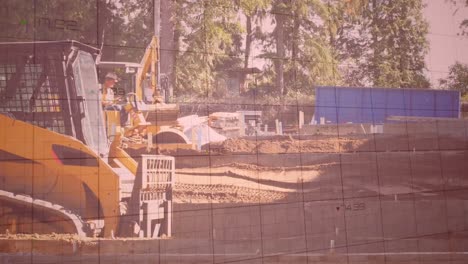 formación de gráficos verdes y flechas que suben contra el sitio de construcción