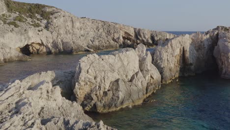 aerial - porto limniona in zakynthos, greece - low shot