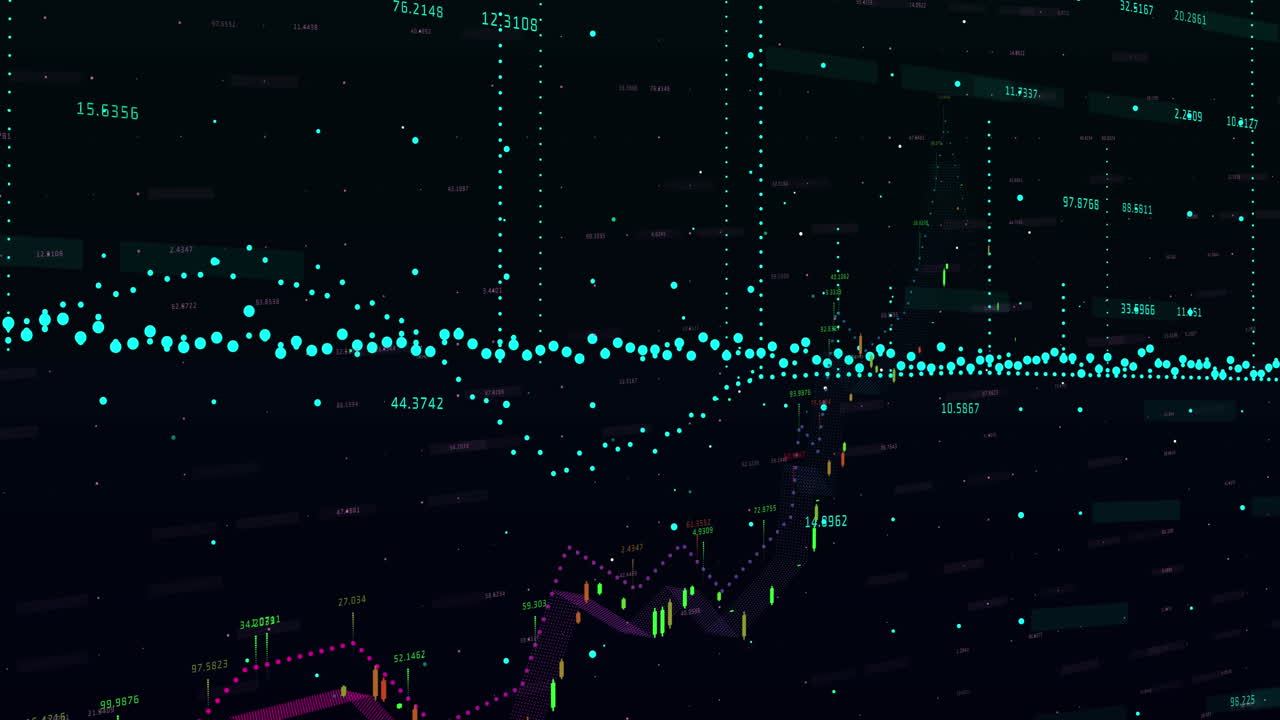 animación del procesamiento de datos financieros sobre un fondo negro
