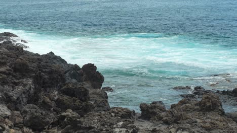 Beautiful-black-rocky-cliffs-of-Tenerife-island-coastline,-static-view