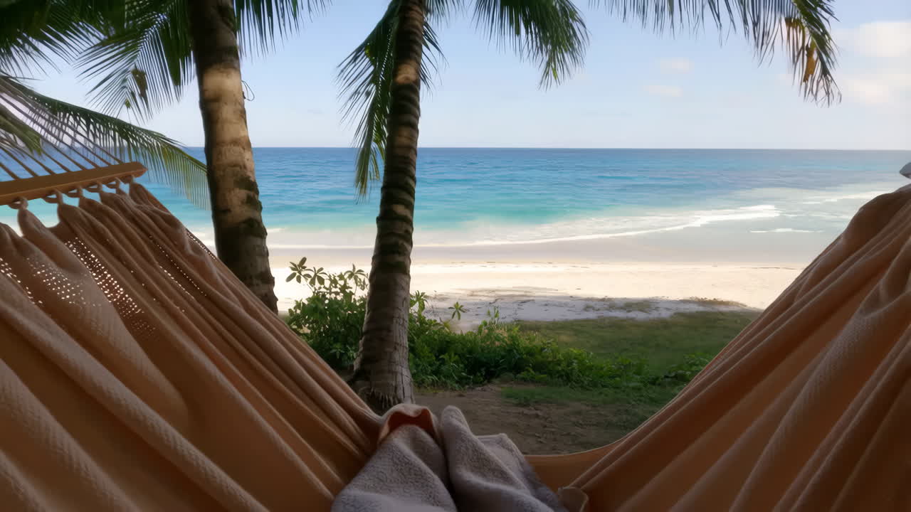 Relaxing Hammock View of a Tropical Beach