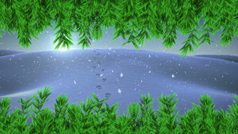 animation of snow falling over winter scenery
