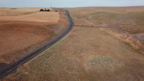 view of highway that runs through the scablands in eastern washington state