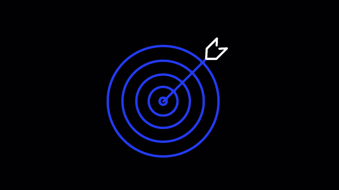 Animated Blue Target with Arrow Hitting Bullseye