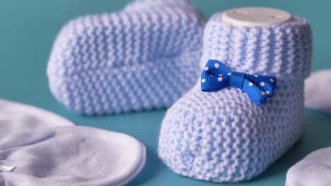 baby blue knitted booties with bow