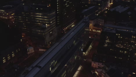 AERIAL:-City-Detail-Shots-at-Night-in-Cologne-Germany