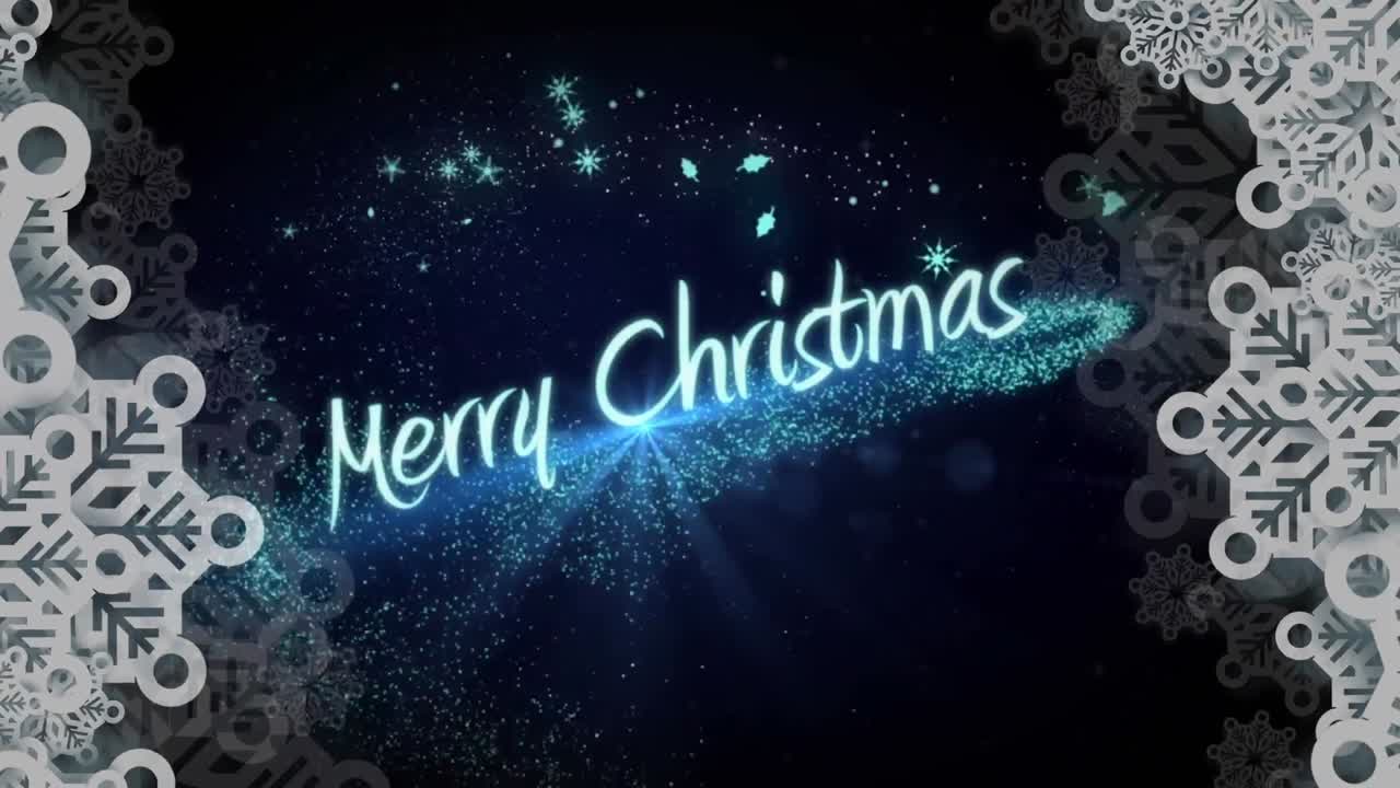 크리스마스 축하 문자 위에 내리는 눈의 애니메이션