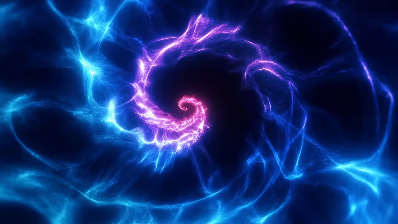Dinamico vortice di luce al neon su sfondo nero