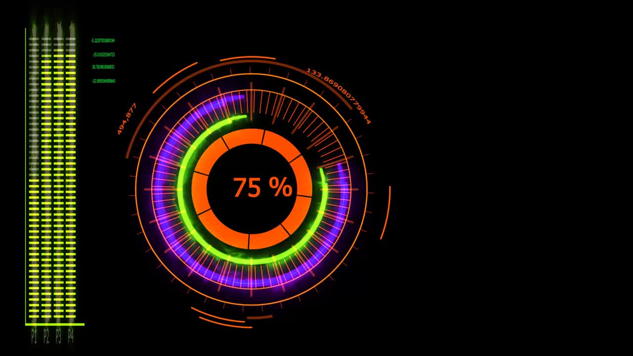 디지털 전력 미터 에너지 기술 애니메이션 로딩 효과 어두운 오렌지