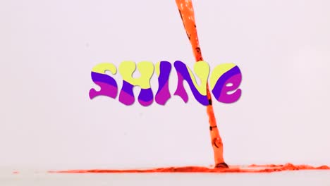 animation of shine text over liquid on white background