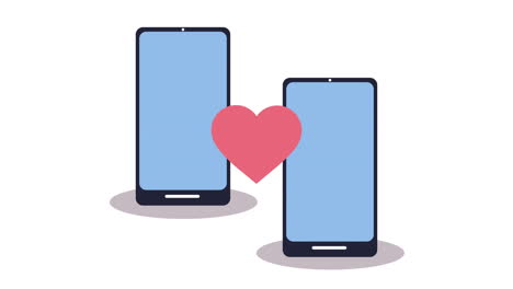 smartphones with romantic application animation