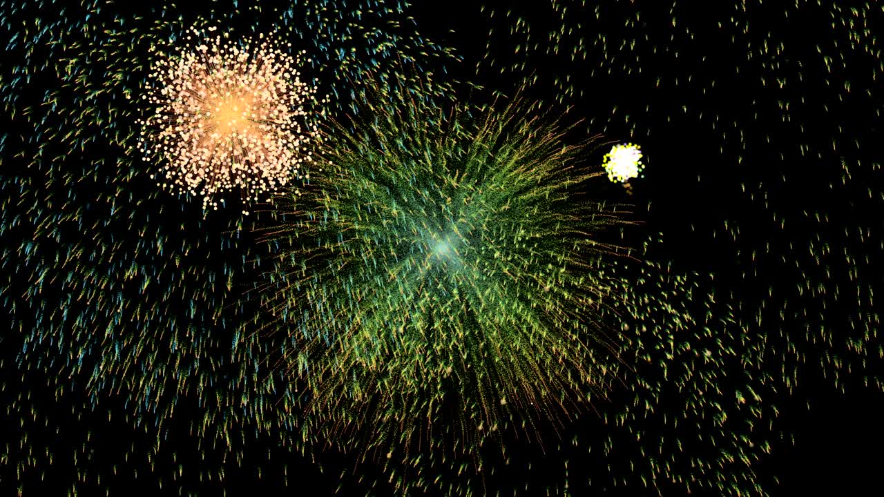 fuegos artificiales animados en pantalla negra
