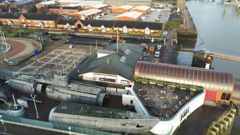 woodside ferry village terminal aerial view birkenhead pan right to harbour corridor