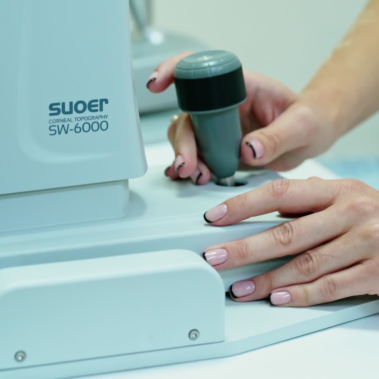 Ophthalmologist examining eyes