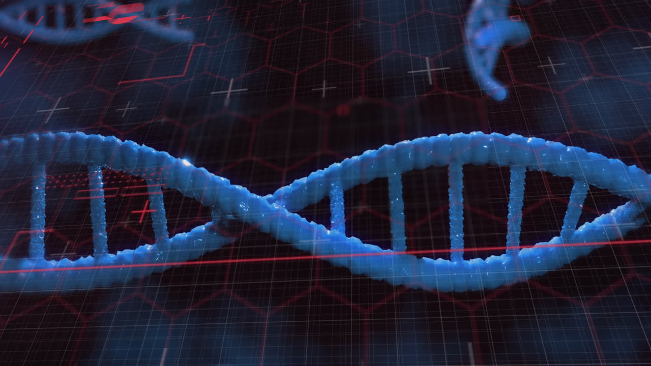 animación del procesamiento de datos sobre cadenas de adn