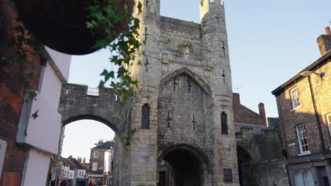 reveal of historic archway watchtower on city limits that protected the city in medieval times