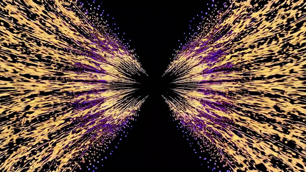 Dynamic visual sequence of vibrant particles exploding outward in a mesmerizing display of color and motion, creating an immersive visual experience