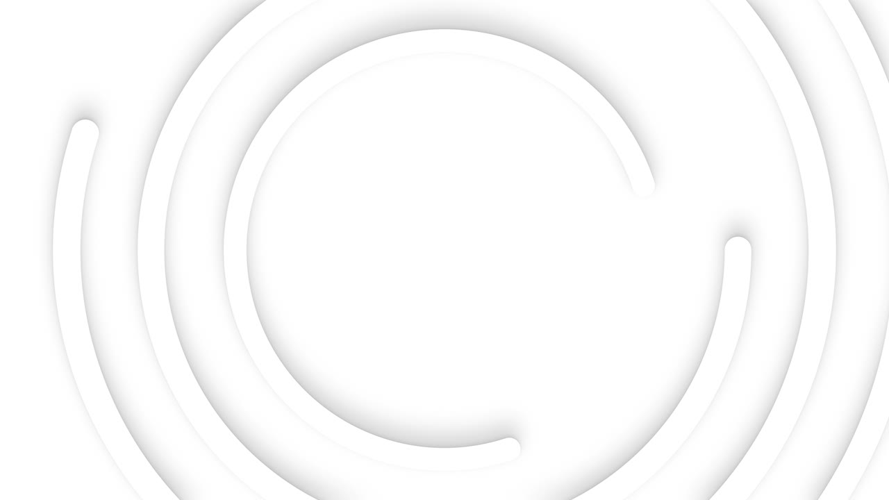 círculos blancos abstractos con sombra dymanic suave. fondo en relieve limpio en 3d. cubierta animada básica pura para presentación de negocios. bucle minimalista elegante universal.